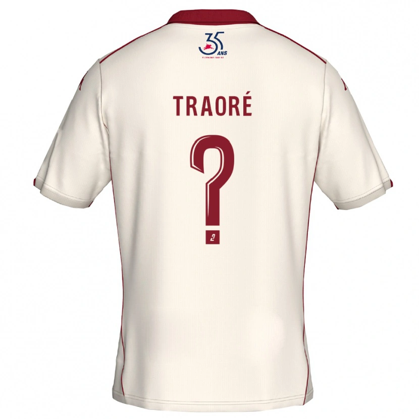 Danxen Bambino Maglia Soumaela Traoré #0 Bianco Bordeaux Kit Gara Away 2025/26 Maglietta