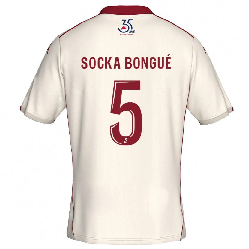 Danxen Bambino Maglia Loïc Socka Bongué #5 Bianco Bordeaux Kit Gara Away 2025/26 Maglietta