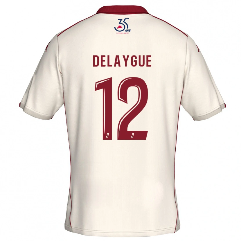 Danxen Bambino Maglia Lorenzo Delaygue #12 Bianco Bordeaux Kit Gara Away 2025/26 Maglietta