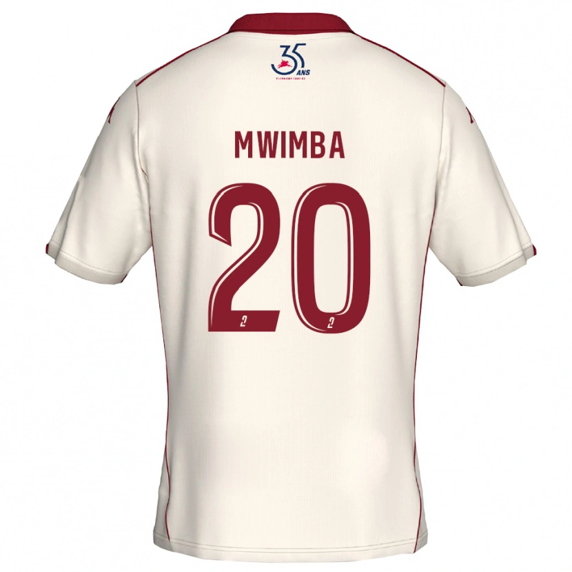 Danxen Bambino Maglia Josué Mwimba Isala #20 Bianco Bordeaux Kit Gara Away 2025/26 Maglietta
