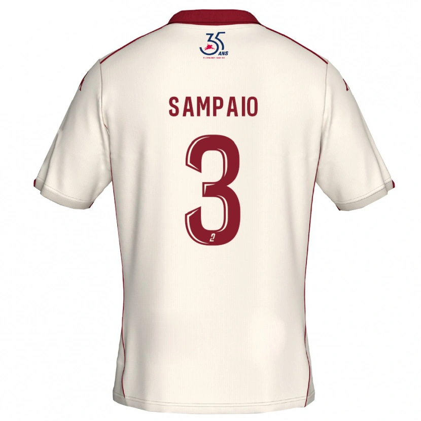 Danxen Bambino Maglia Noah Sampaio #3 Bianco Bordeaux Kit Gara Away 2025/26 Maglietta