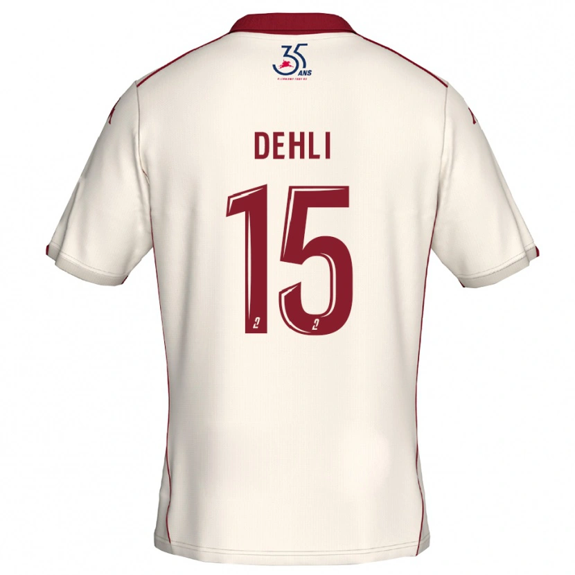 Danxen Bambino Maglia Yacine Dehli #15 Bianco Bordeaux Kit Gara Away 2025/26 Maglietta