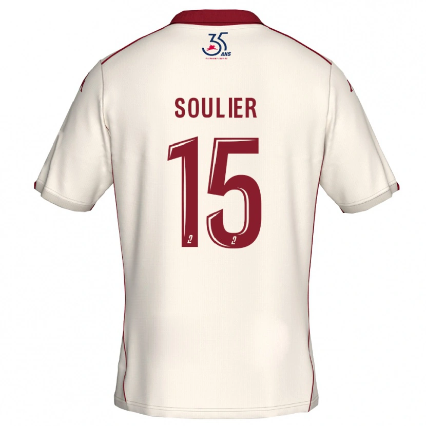 Danxen Bambino Maglia Claire Soulier #15 Bianco Bordeaux Kit Gara Away 2025/26 Maglietta