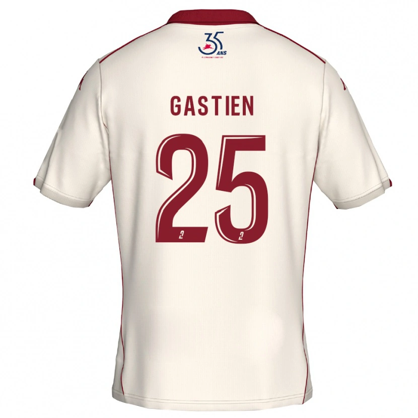 Danxen Bambino Maglia Johan Gastien #25 Bianco Bordeaux Kit Gara Away 2025/26 Maglietta