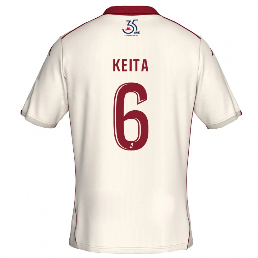 Danxen Bambino Maglia Habib Keïta #6 Bianco Bordeaux Kit Gara Away 2025/26 Maglietta