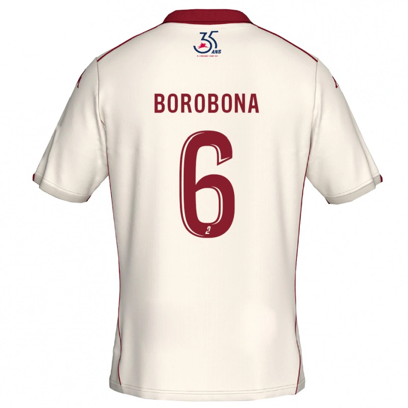 Danxen Bambino Maglia Uchaël Borobona #6 Bianco Bordeaux Kit Gara Away 2025/26 Maglietta