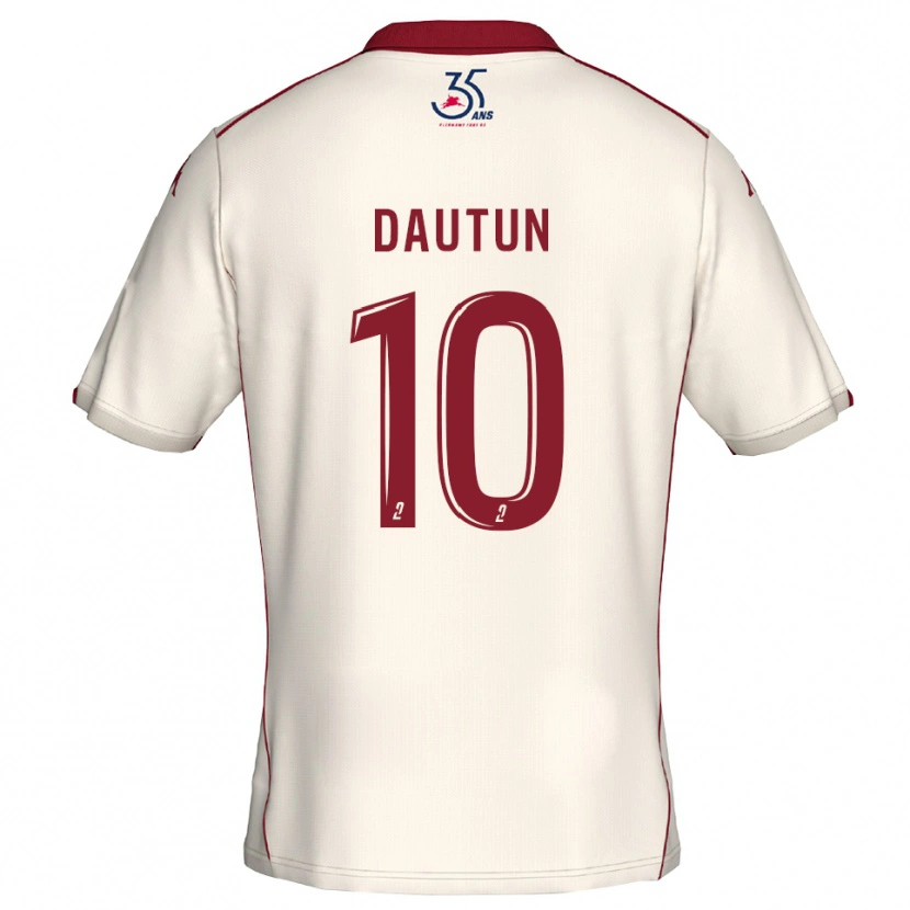 Danxen Bambino Maglia Margaux Dautun #10 Bianco Bordeaux Kit Gara Away 2025/26 Maglietta