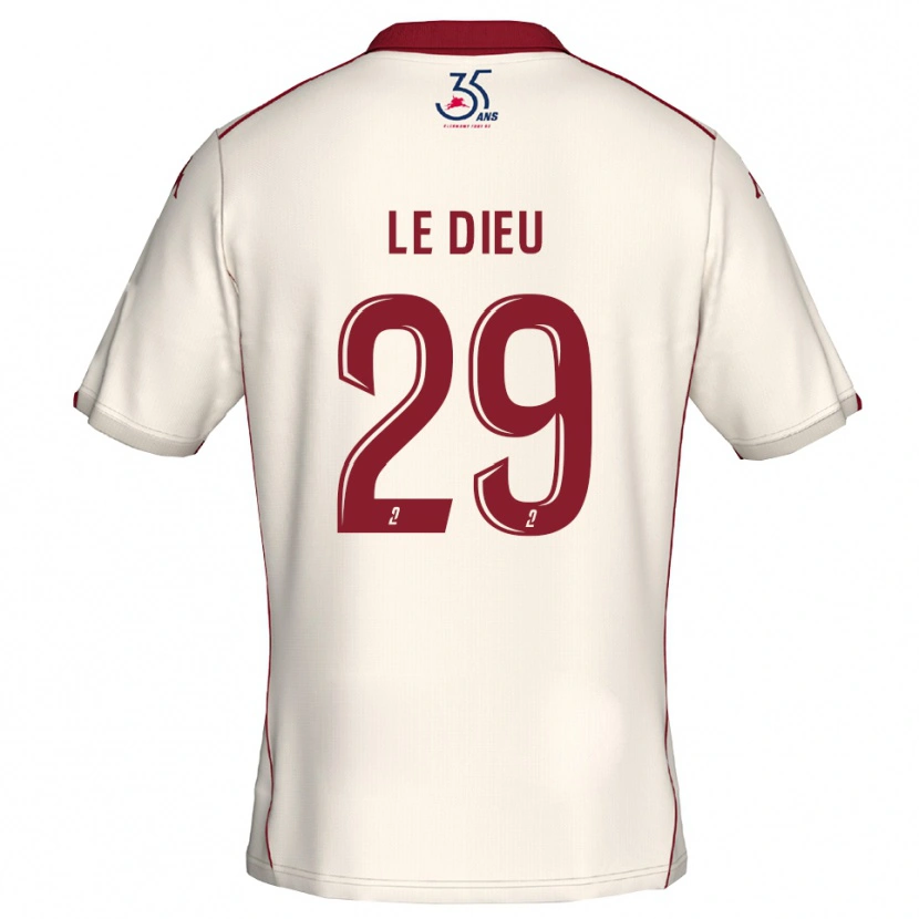 Danxen Bambino Maglia Flavie Le Dieu #29 Bianco Bordeaux Kit Gara Away 2025/26 Maglietta
