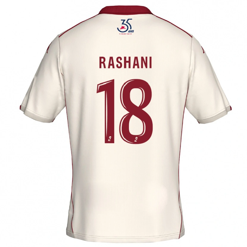 Danxen Bambino Maglia Elbasan Rashani #18 Bianco Bordeaux Kit Gara Away 2025/26 Maglietta