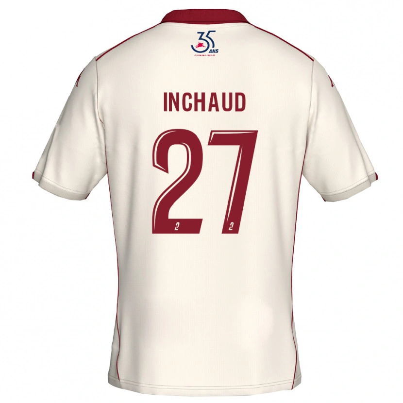 Danxen Bambino Maglia Marks Inchaud #27 Bianco Bordeaux Kit Gara Away 2025/26 Maglietta