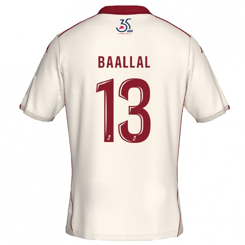 Danxen Bambino Maglia Abdellah Baallal #13 Bianco Bordeaux Kit Gara Away 2025/26 Maglietta