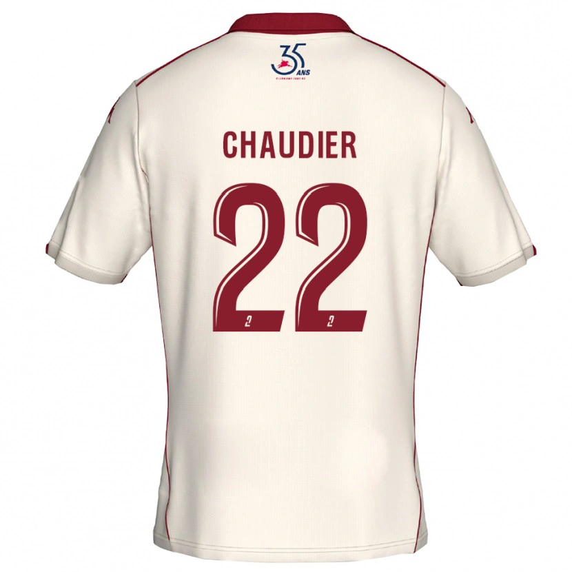 Danxen Bambino Maglia Ophélie Chaudier #22 Bianco Bordeaux Kit Gara Away 2025/26 Maglietta