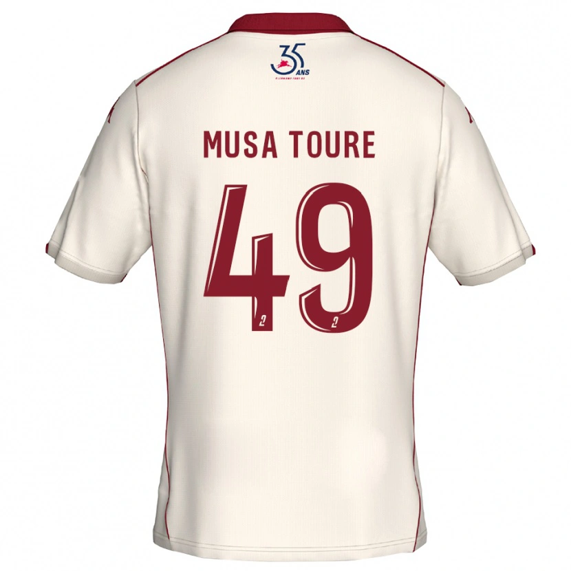 Danxen Bambino Maglia Musa Toure #49 Bianco Bordeaux Kit Gara Away 2025/26 Maglietta