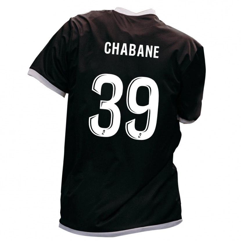 Danxen Bambino Maglia Amine Chabane #39 Nero Oro Kit Gara Away 2025/26 Maglietta