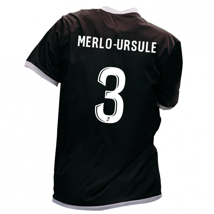 Danxen Bambino Maglia Francois-Xavier Merlo-Ursule #3 Nero Oro Kit Gara Away 2025/26 Maglietta