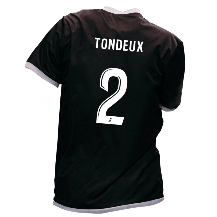 Danxen Bambino Maglia Ewen Tondeux #2 Nero Oro Kit Gara Away 2025/26 Maglietta