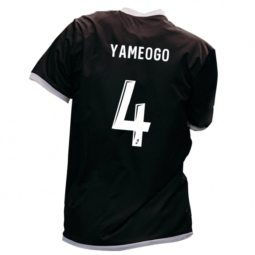 Danxen Bambino Maglia Ilyas Yameogo #4 Nero Oro Kit Gara Away 2025/26 Maglietta
