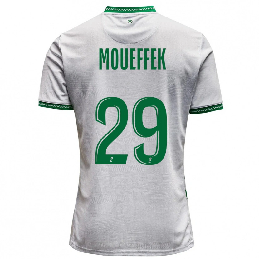Danxen Bambino Maglia Aïmen Moueffek #29 Bianco Verde Kit Gara Away 2025/26 Maglietta