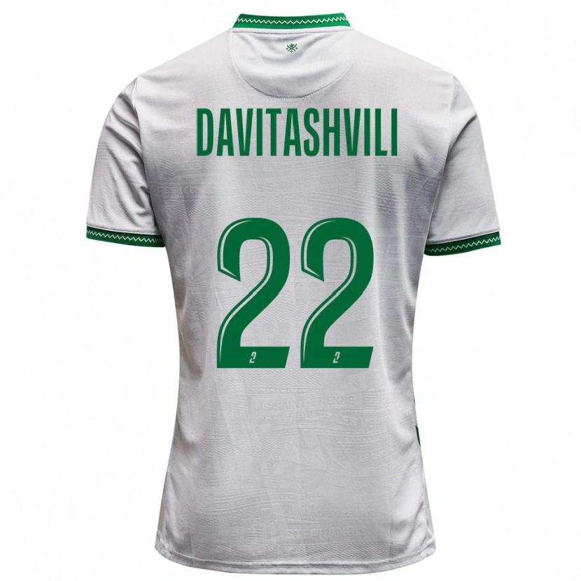 Danxen Bambino Maglia Zuriko Davitashvili #22 Bianco Verde Kit Gara Away 2025/26 Maglietta