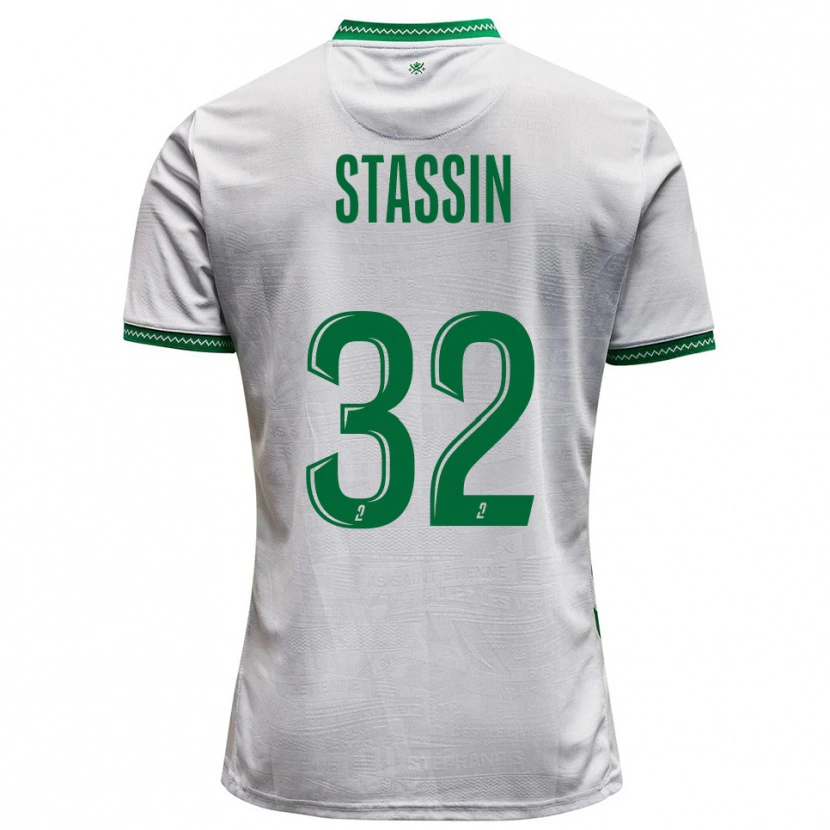 Danxen Bambino Maglia Lucas Stassin #32 Bianco Verde Kit Gara Away 2025/26 Maglietta