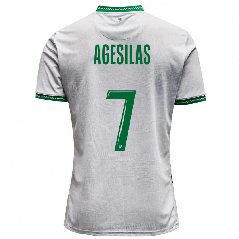 Danxen Bambino Maglia Meïvyn Agesilas #7 Bianco Verde Kit Gara Away 2025/26 Maglietta