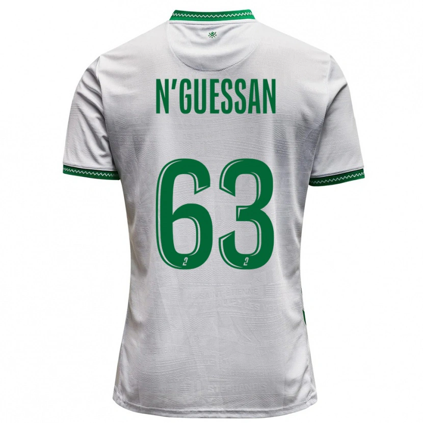 Danxen Bambino Maglia Djylian N'guessan #63 Bianco Verde Kit Gara Away 2025/26 Maglietta