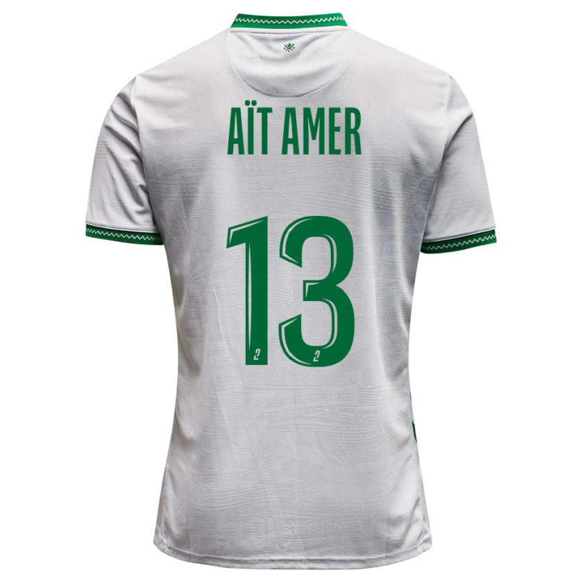 Danxen Bambino Maglia Rayan Aït Amer #13 Bianco Verde Kit Gara Away 2025/26 Maglietta