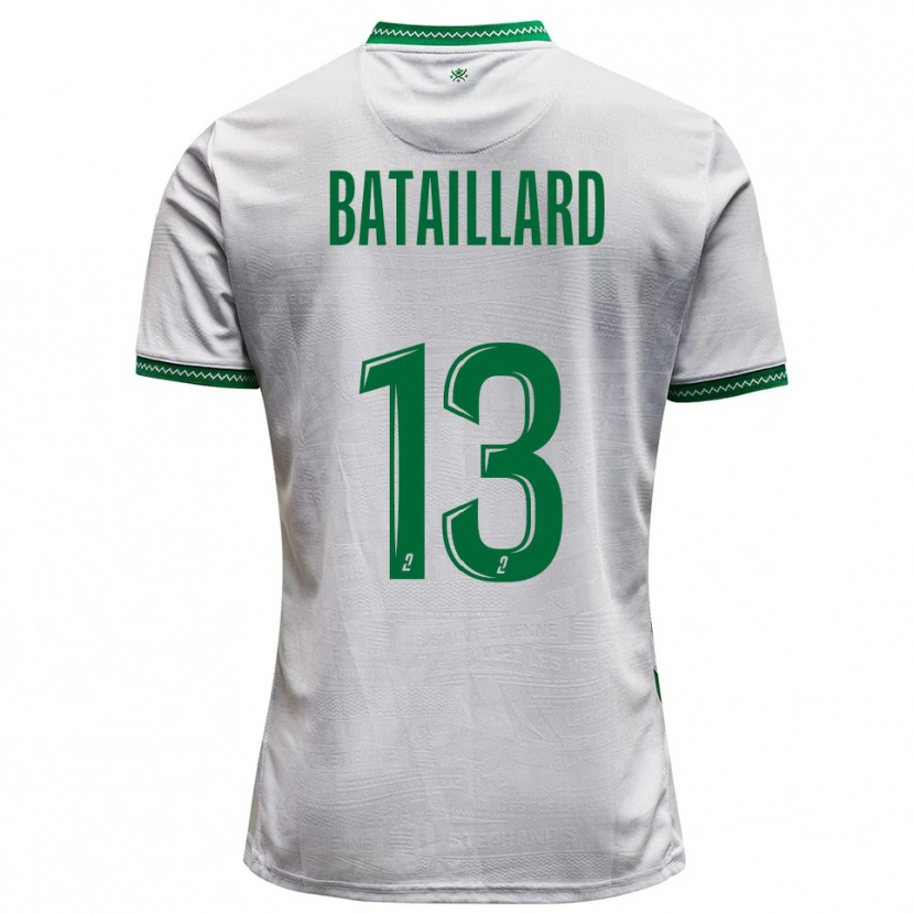 Danxen Bambino Maglia Faustine Bataillard #13 Bianco Verde Kit Gara Away 2025/26 Maglietta