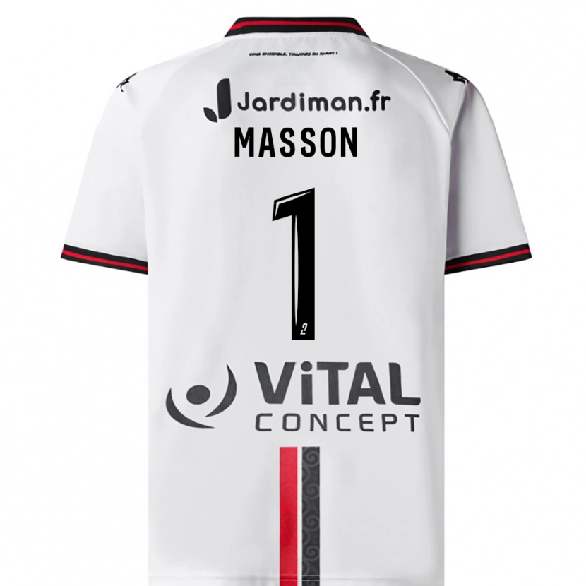 Danxen Bambino Maglia Albert Masson #1 Bianco Rosso Kit Gara Away 2025/26 Maglietta
