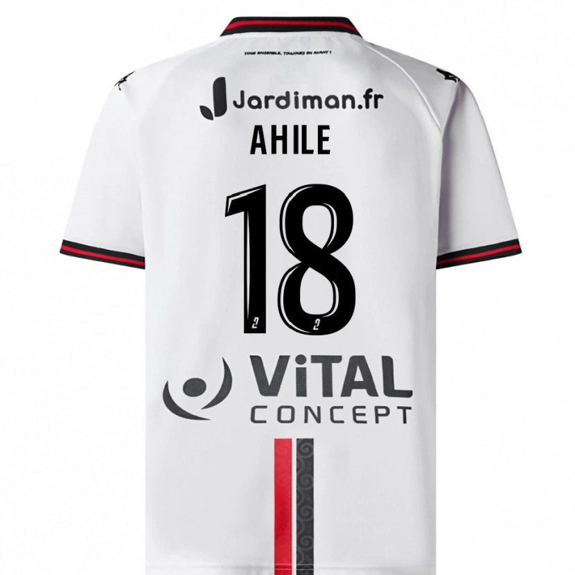 Danxen Bambino Maglia Tanguy Ahile #18 Bianco Rosso Kit Gara Away 2025/26 Maglietta