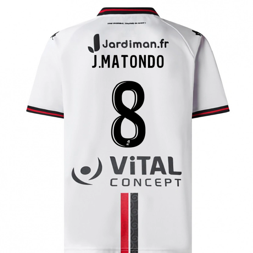 Danxen Bambino Maglia Joël Matondo #8 Bianco Rosso Kit Gara Away 2025/26 Maglietta