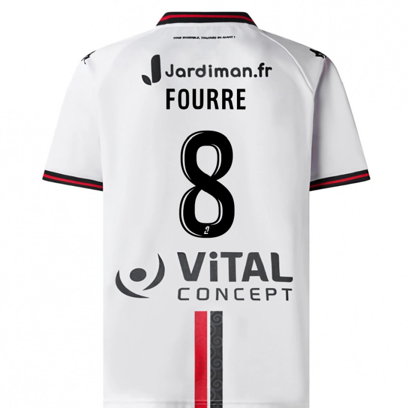 Danxen Bambino Maglia Adelie Fourre #8 Bianco Rosso Kit Gara Away 2025/26 Maglietta