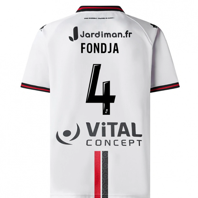 Danxen Bambino Maglia Nathan Fondja #4 Bianco Rosso Kit Gara Away 2025/26 Maglietta