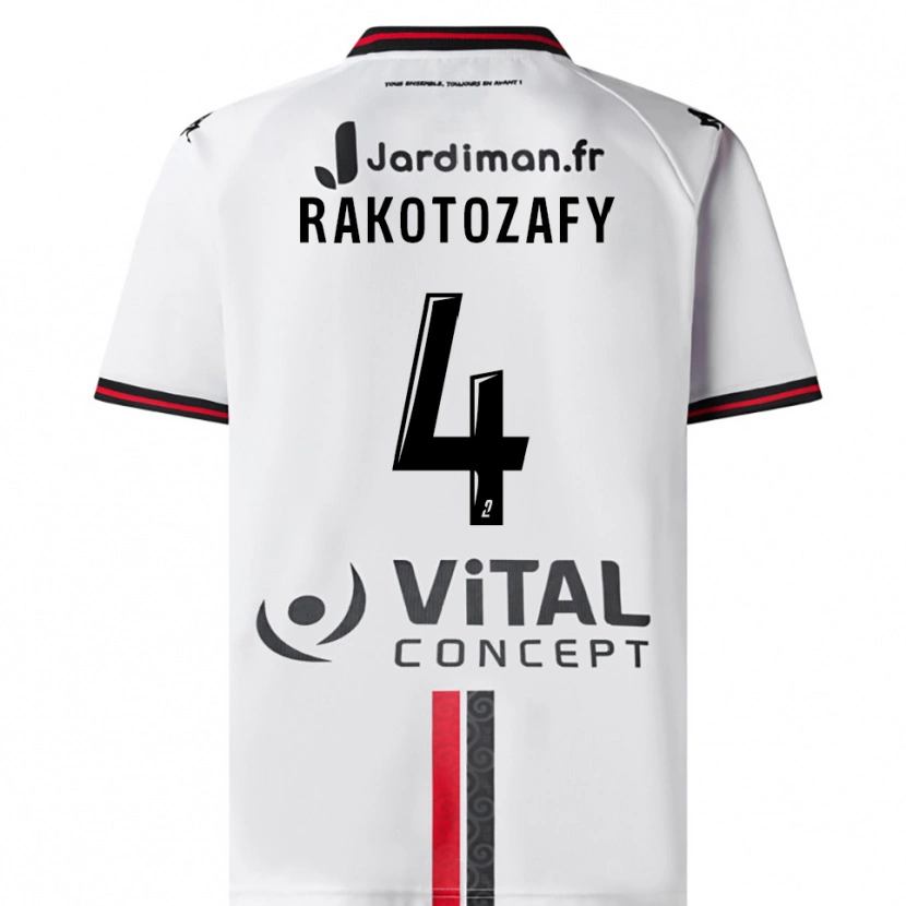 Danxen Bambino Maglia Lucas Rakotozafy #4 Bianco Rosso Kit Gara Away 2025/26 Maglietta
