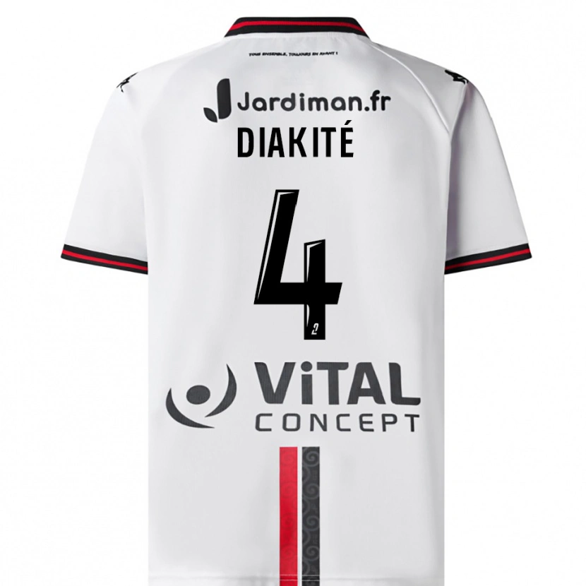 Danxen Bambino Maglia Ibrahima Diakité #4 Bianco Rosso Kit Gara Away 2025/26 Maglietta