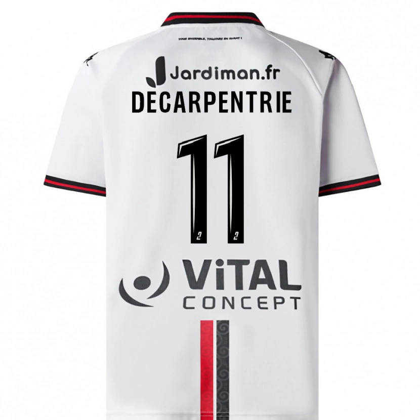 Danxen Bambino Maglia Salatiel Decarpentrie #11 Bianco Rosso Kit Gara Away 2025/26 Maglietta