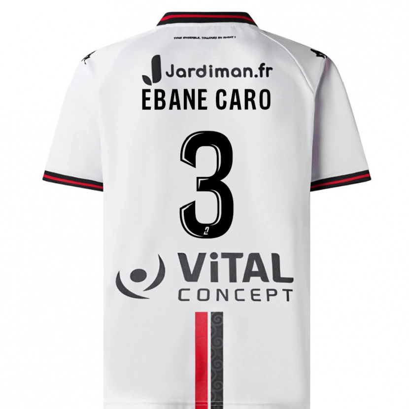 Danxen Bambino Maglia Noa Ebane Caro #3 Bianco Rosso Kit Gara Away 2025/26 Maglietta