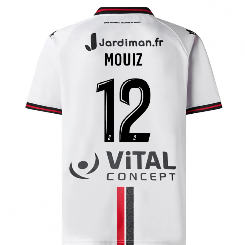 Danxen Bambino Maglia Rayan Mouiz #12 Bianco Rosso Kit Gara Away 2025/26 Maglietta