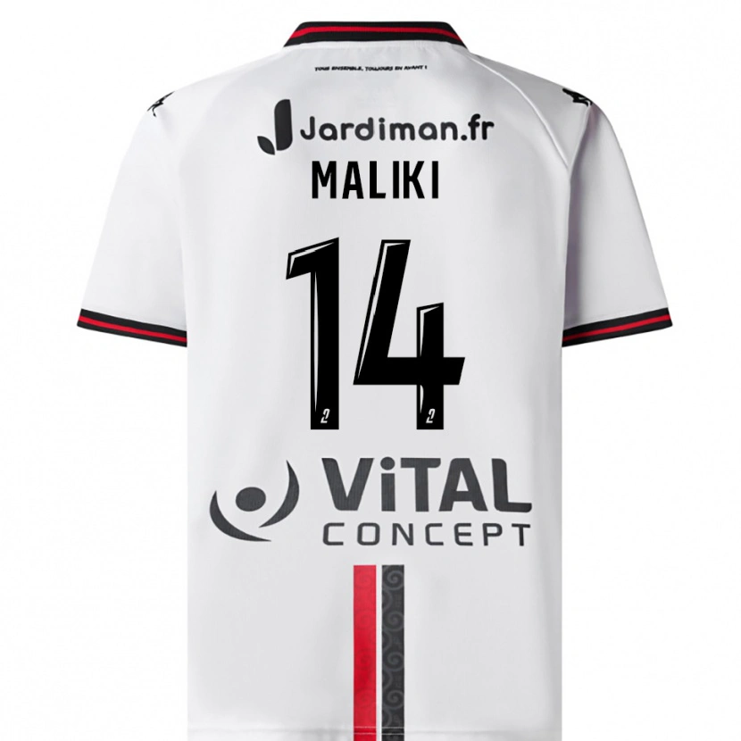 Danxen Bambino Maglia Abdou Maliki #14 Bianco Rosso Kit Gara Away 2025/26 Maglietta