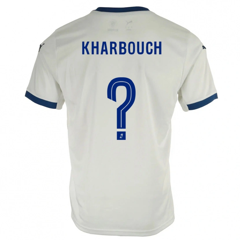 Danxen Bambino Maglia Yanis Kharbouch #0 Bianco Blu Kit Gara Away 2025/26 Maglietta