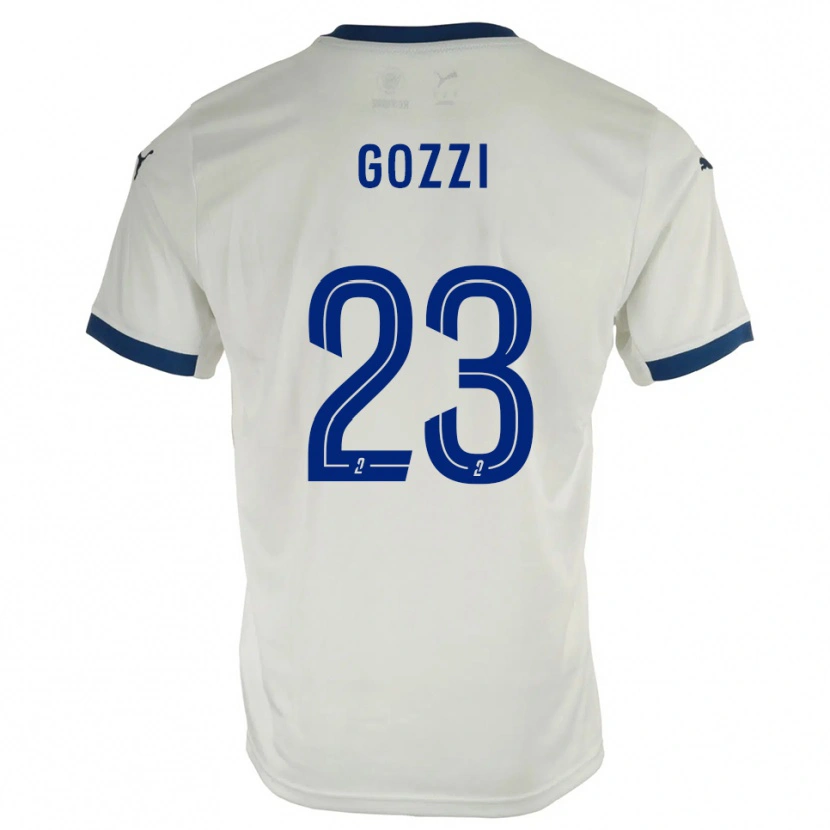 Danxen Bambino Maglia Paolo Gozzi #23 Bianco Blu Kit Gara Away 2025/26 Maglietta