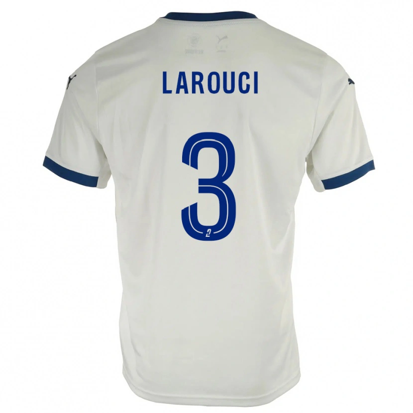 Danxen Bambino Maglia Yasser Larouci #3 Bianco Blu Kit Gara Away 2025/26 Maglietta