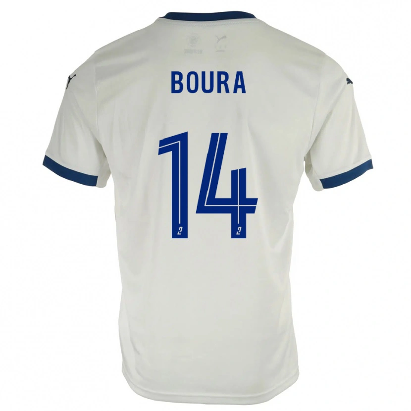 Danxen Bambino Maglia Ismaël Boura #14 Bianco Blu Kit Gara Away 2025/26 Maglietta