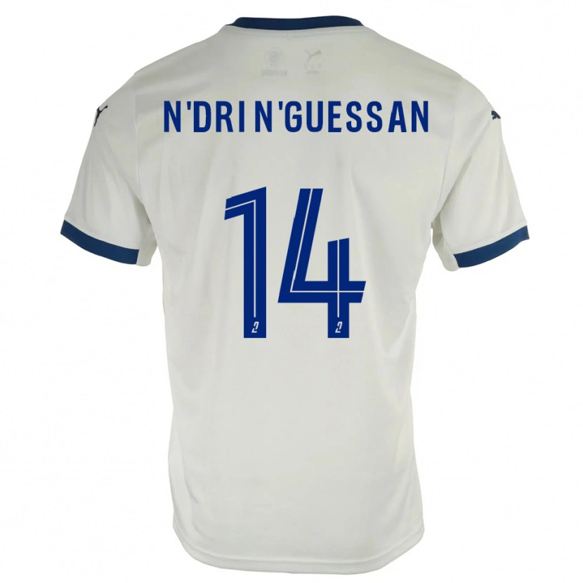 Danxen Bambino Maglia Landry N'dri N'guessan #14 Bianco Blu Kit Gara Away 2025/26 Maglietta