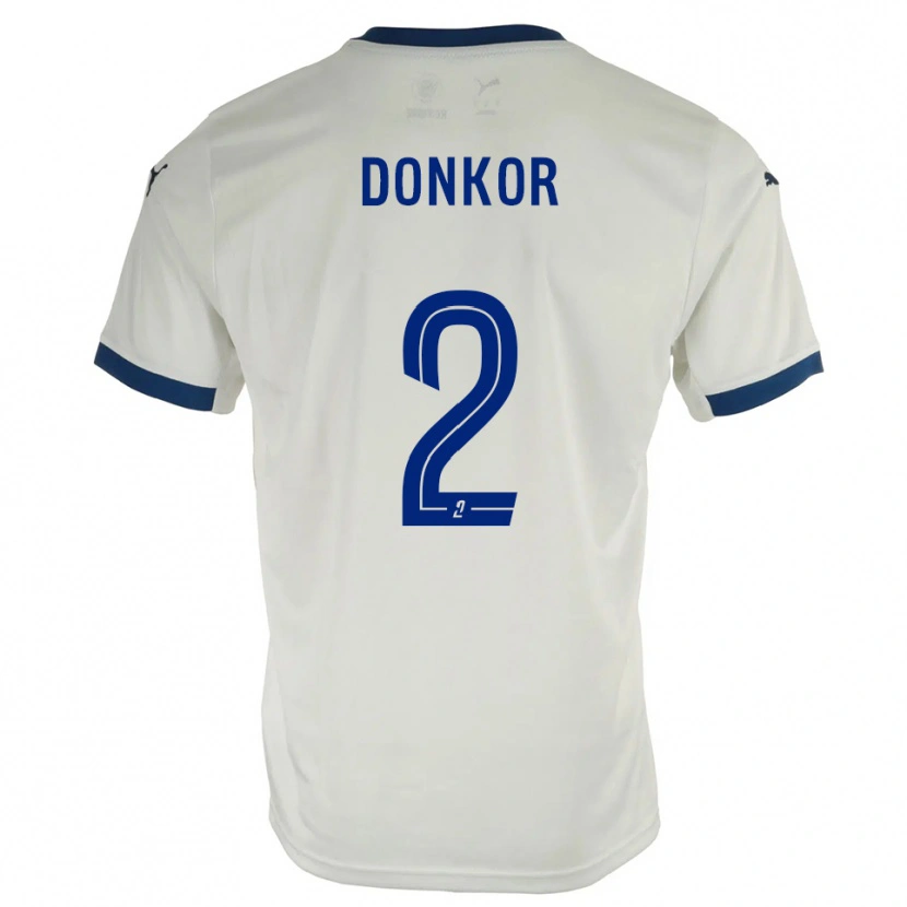 Danxen Bambino Maglia Noah Donkor #2 Bianco Blu Kit Gara Away 2025/26 Maglietta