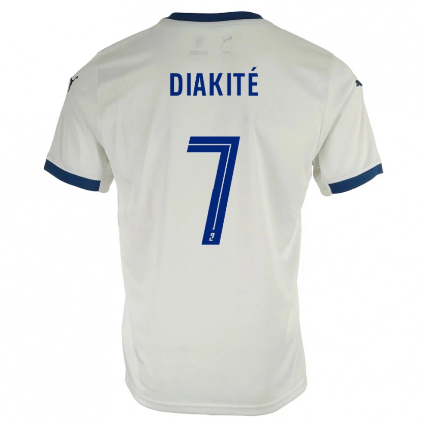 Danxen Bambino Maglia Amadou Diakité #7 Bianco Blu Kit Gara Away 2025/26 Maglietta