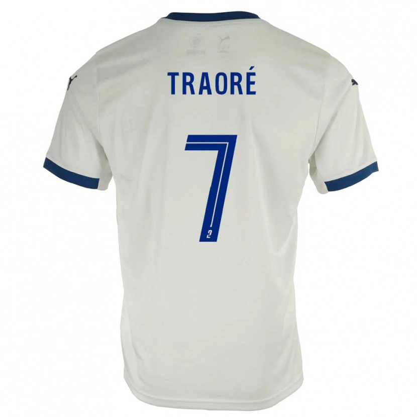 Danxen Bambino Maglia Ibrahim Traoré #7 Bianco Blu Kit Gara Away 2025/26 Maglietta