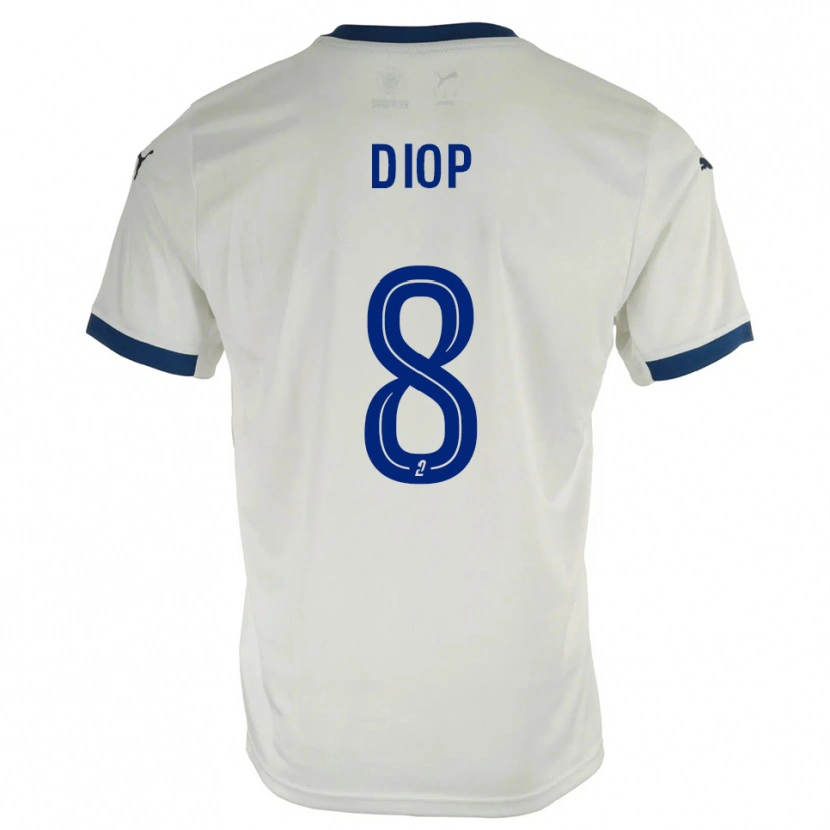 Danxen Bambino Maglia Mouhamed Diop #8 Bianco Blu Kit Gara Away 2025/26 Maglietta
