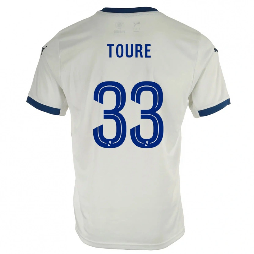 Danxen Bambino Maglia Almami Touré #33 Bianco Blu Kit Gara Away 2025/26 Maglietta