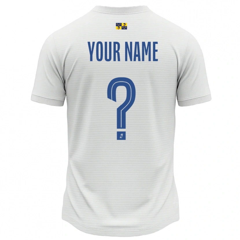Danxen Bambino Maglia Il Tuo Nome #0 Bianco Blu Kit Gara Away 2025/26 Maglietta